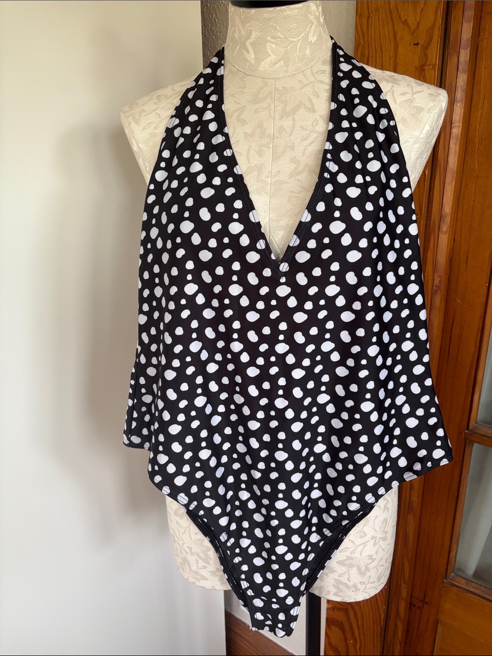 Black & White Polka Dot Halter swimsuit